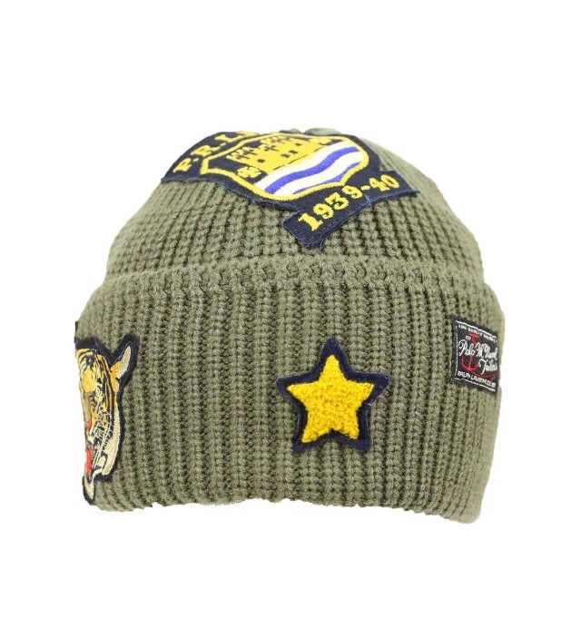Polo Ralph Lauren Tiger Patch Naval Tailors Knit Beanie Torque Hat