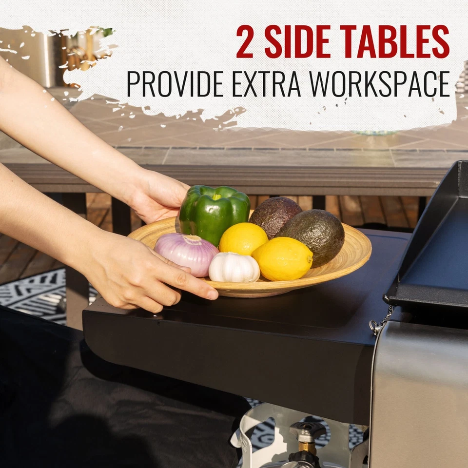 Parrilla de gas y plancha Royal Gourmet portátil de 4 quemadores con tapa plana Foto 4 de 4