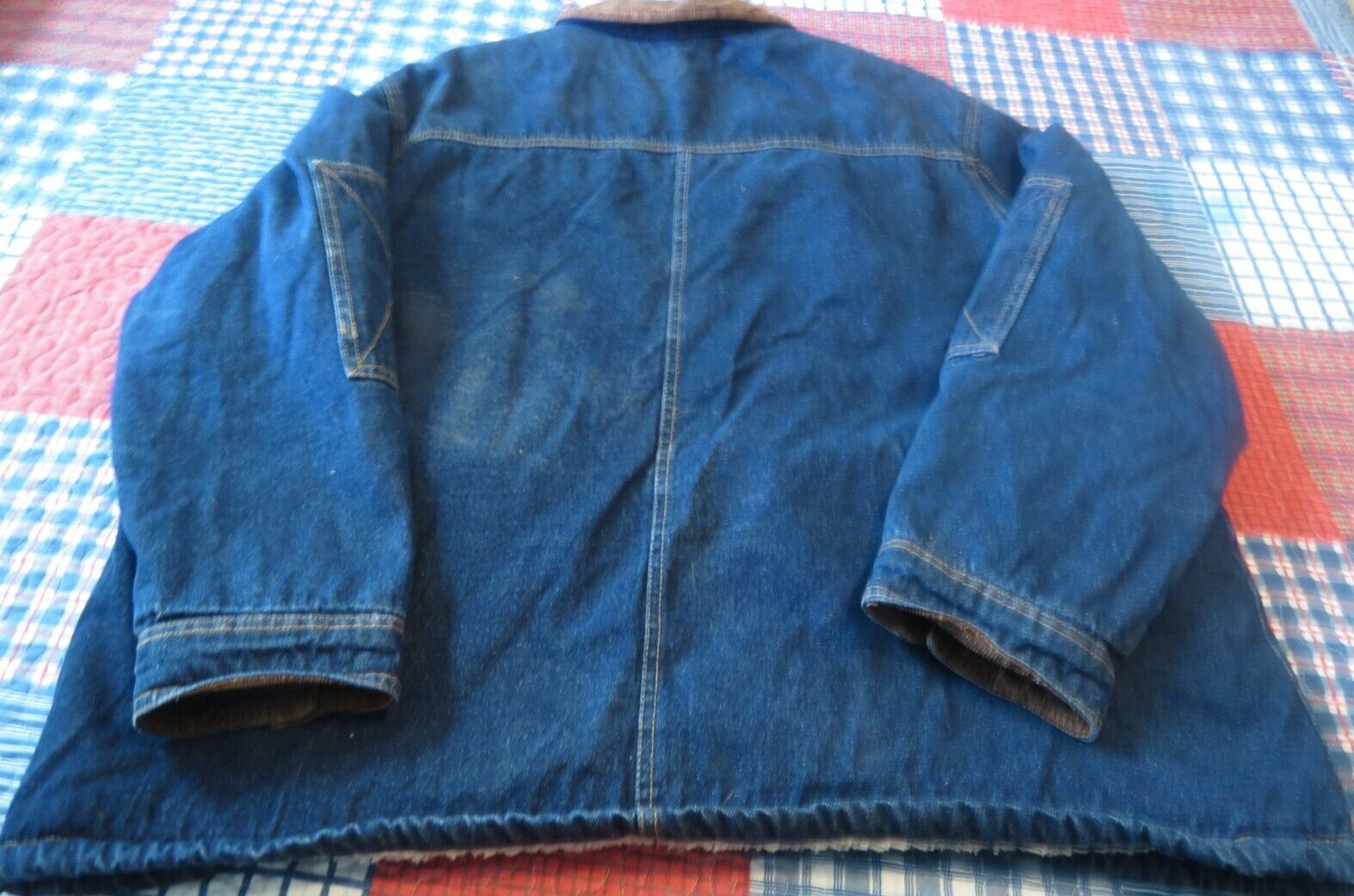 Wrangler Work Jacket Size 4XL Blue Denim Sherpa Lined Heavy Duty