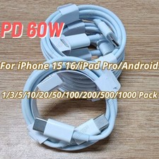 Lot For iPhone 15 16 Samsung 60W USB-C to USB-C Cable Fast Charger Type C Cord