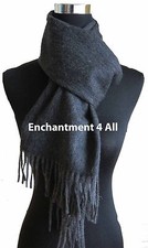 New Classic 70"X11" 100 2-Ply Pure Cashmere Scarf Women Neck Muffler, Dark Gray