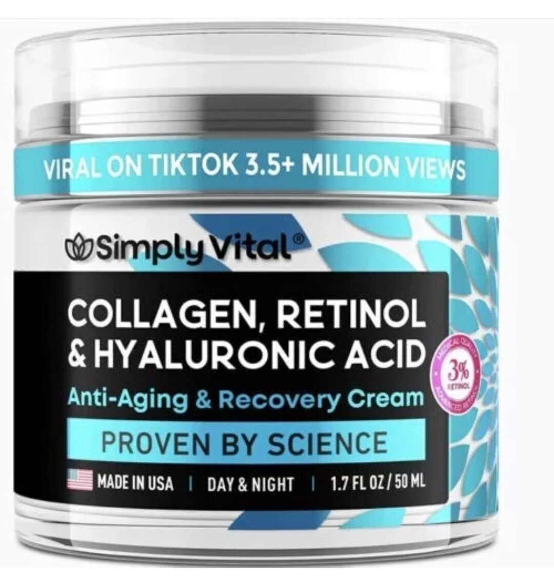 Simply Vital Collagen, Retinol & Hyaluronic Acid Anti-Aging Recovery Cream 1.7oz