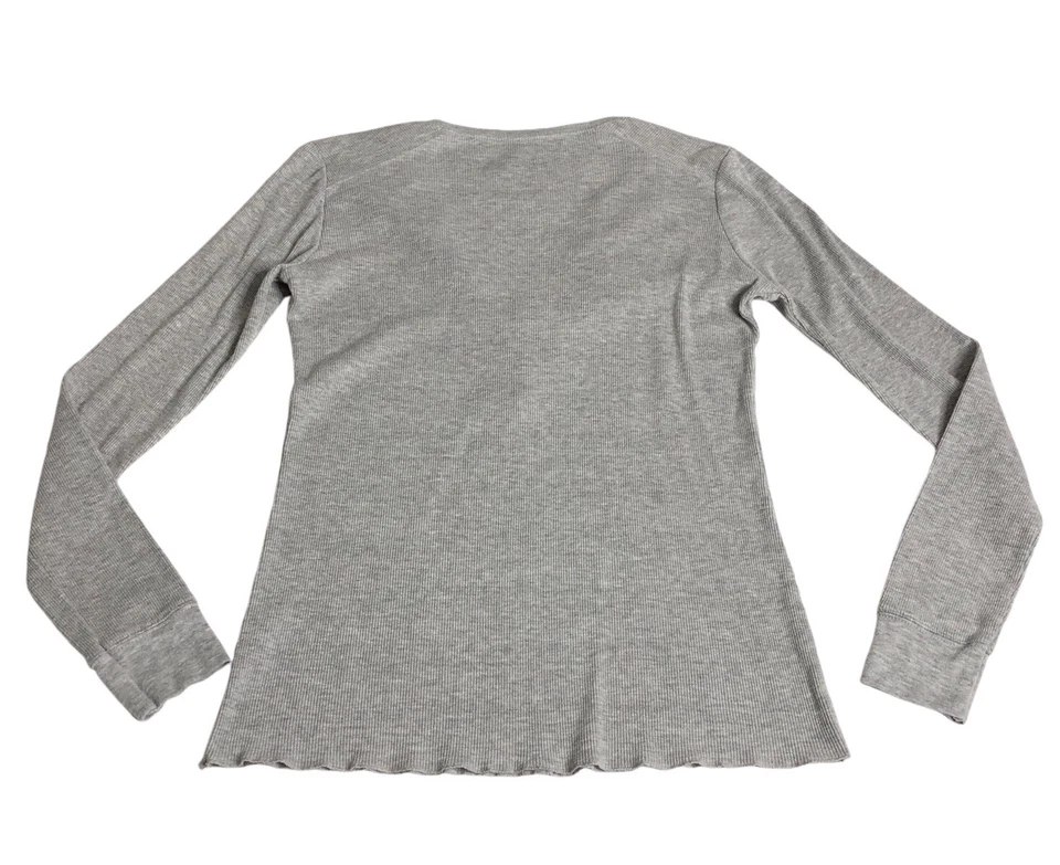 复古 Y2K 无边界上衣青少年 XL 灰色心形亨利保暖贝拉埃琳娜 — 第 2/4 张图片