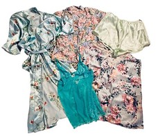 Vintage LOT Of 1960s-80s Silk Lace Lingerie Vanity Robe Victorias Secret Floral