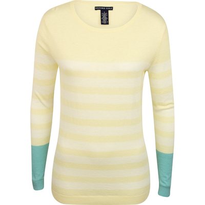 NEW WOMENS OXFORD BRAND THOMPSON CREW NECK GOLF SWEATER SMALL YELLOW WHITE