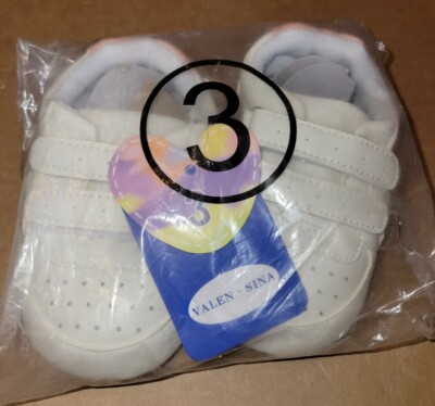 Valen Sina Sz 3 Faux Leather Sneaker Casual Kids Shoes White/Pink