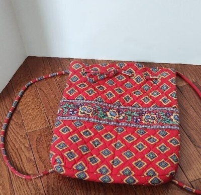 Vera Bradley Drawstring Backpack Cinch Quilted Red Purse  display picture 1