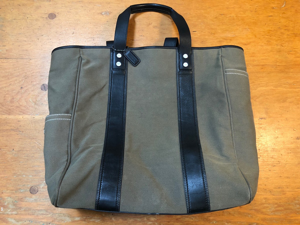 Excellent Coach Utility Canvas Leather Tote Model 5723 Bleaker | eBay