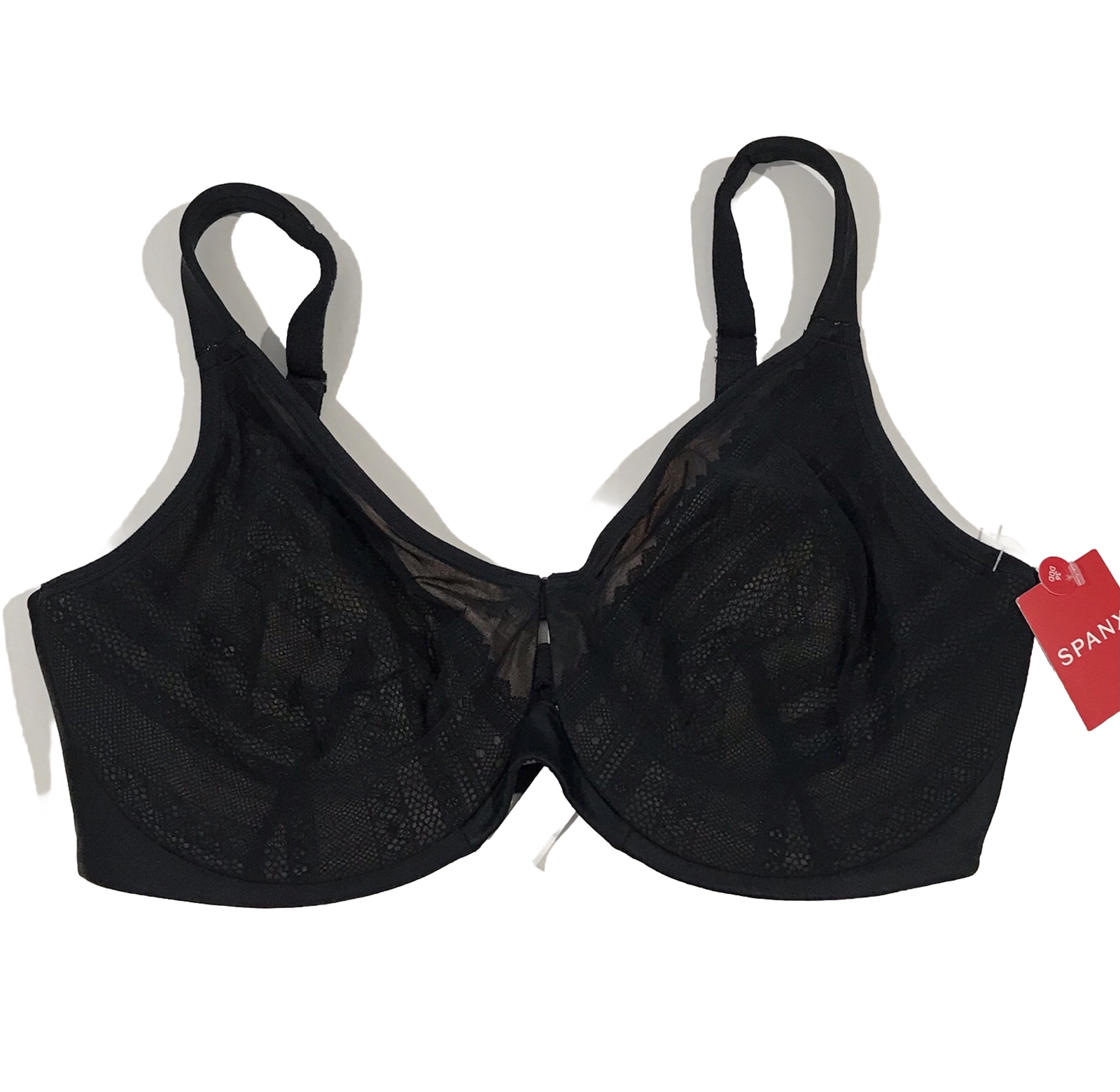 Spanx 36DDD Bra Black Low Profile Illusion Lace Minimizer Underwire