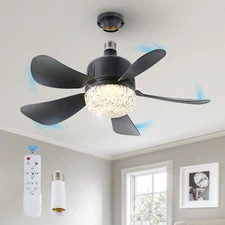 18" Socket Fan Light with Remote, Dimmable LED Ceiling Fans with Lights, Screw i