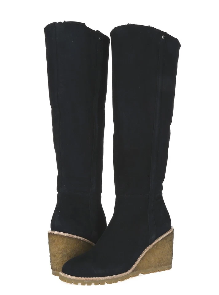 Botas de cuña para mujer COACH Keely 228780 negras genuinas forradas de piel de oveja talla 5 B Foto 2 de 4