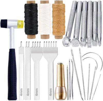 Professional Leather Craft Tools Kit Hand Sewing Stitching Punch Carving Work 