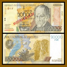 Venezuela 20000 Bolivares, 2001 P-86s A8 Specimen Unc