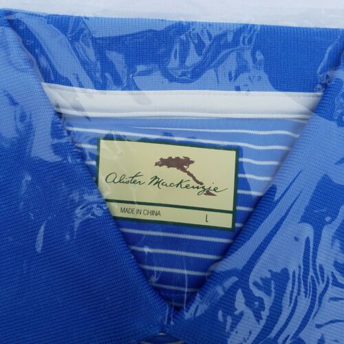 Alister MacKenzie Size L Regatta Blue Striped Polo Shirt Golf Pro - Picture 3 of 4