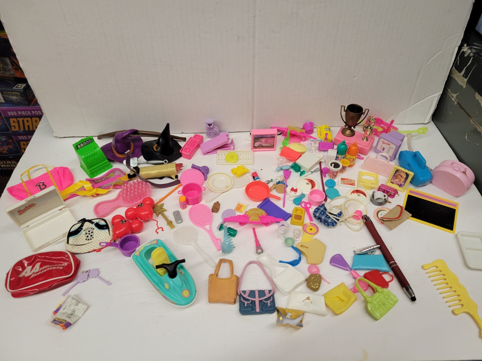 Vintage Barbie Accessory Lot Barbie Doll Play Airline Bags Trophy