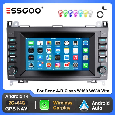 Android 14 Carplay Autoradio GPS Für Mercedes Benz A/B Klasse Sprinter W245 W169 - Bild 1 von 4