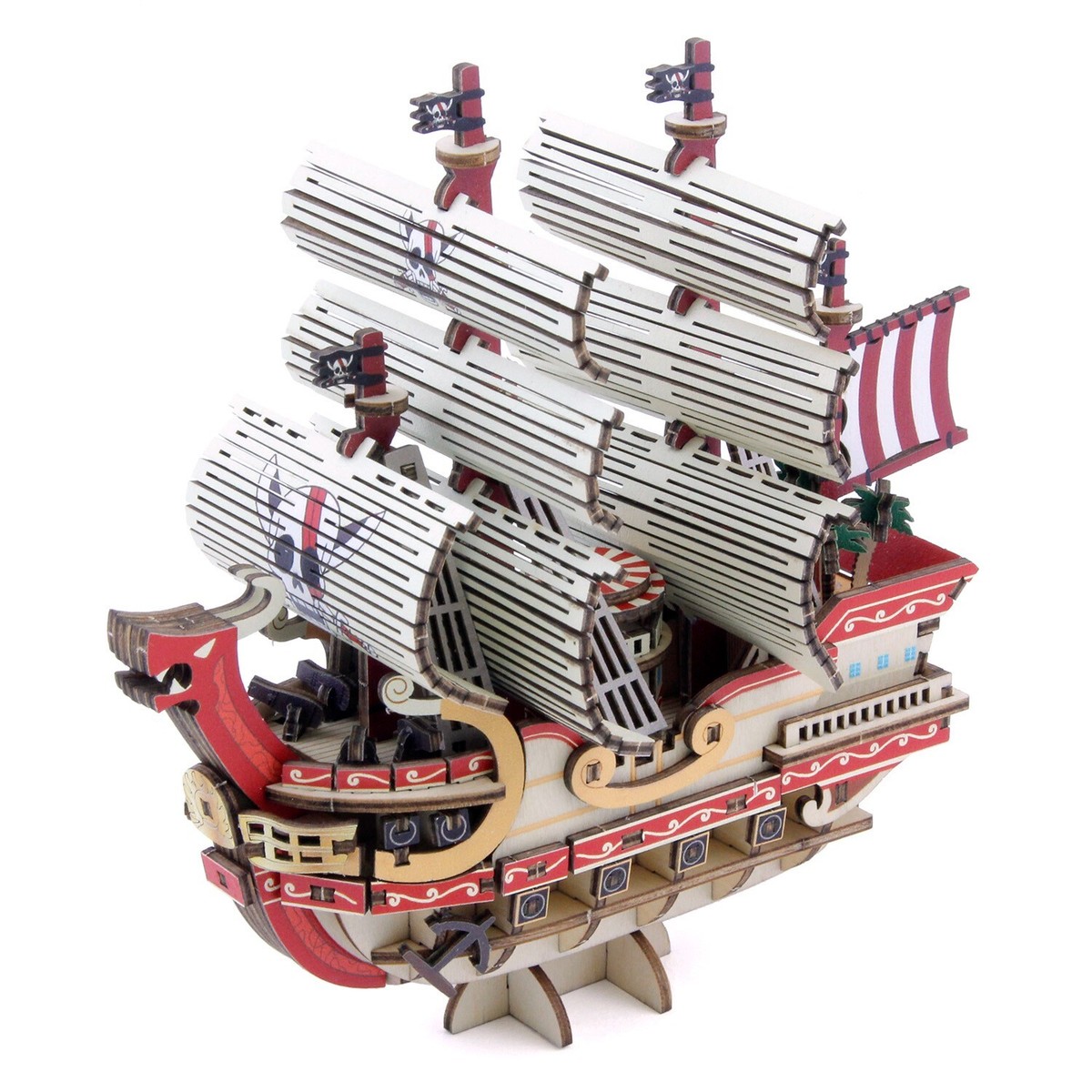 One Piece Red Force Pirate Ship Wooden 3D Puzzle Assembly Kit Ki