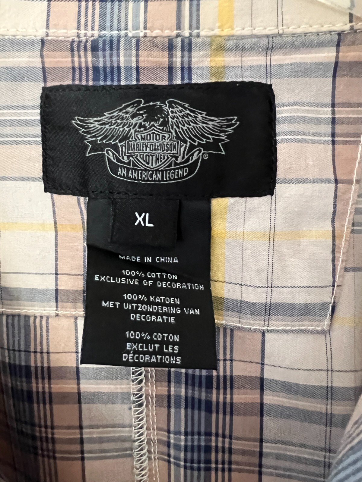 Harley Davidson Men's Dress Shirt Short Sleeve Tan Pl… Gem