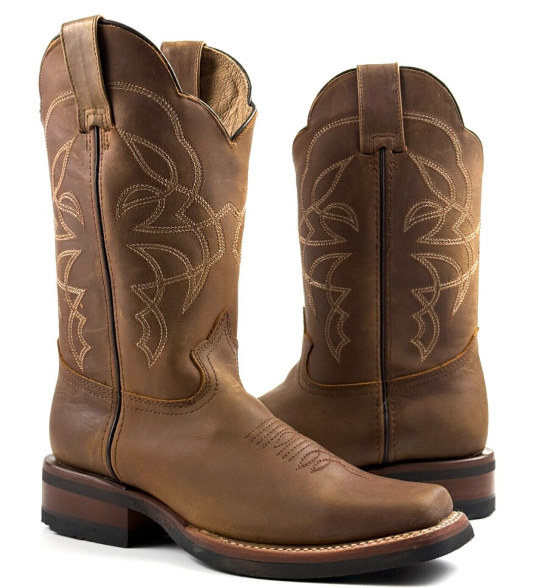 MENS REYWELT COWBOY BOOTS WESTERN BOTAS VAQUERAS CRAZY TAN SUELA