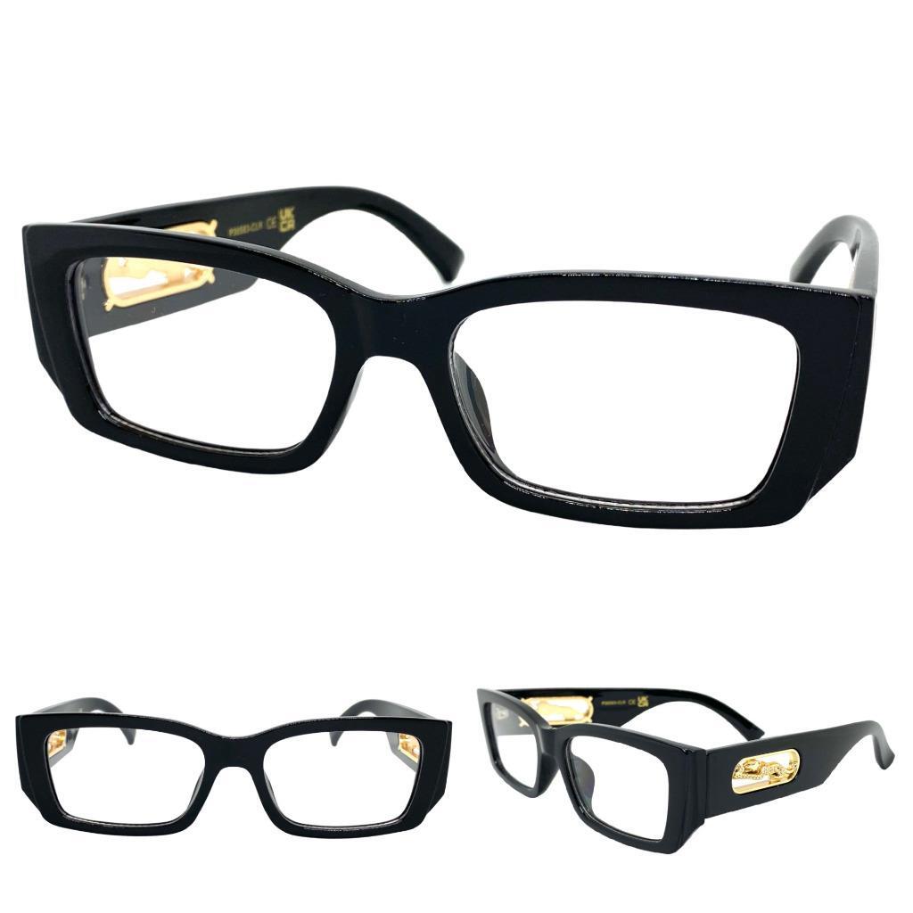 Mens Classic Elegant Modern Retro Style Clear Lens EYE GLASSES Thick Black  Frame - Main Image