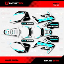 White & Cyan Shift Racing Graphics kit fits Honda Crf250 06-09 Crf 250 Decals