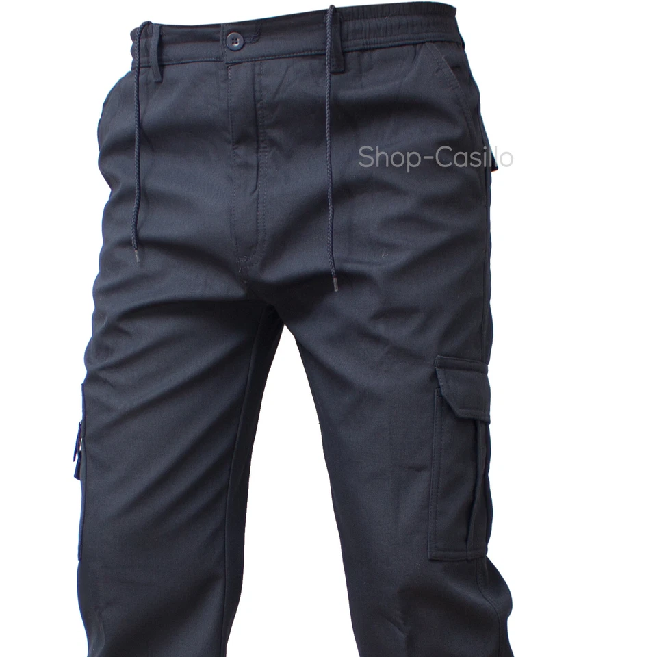 Pantalaccio pantalone da lavoro uomo con tasconi invernale felpato elastico vita - Immagine 4 di 4