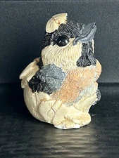 Hatching Chickadee Figurine Baby Bird Cracking Egg Piece Chipped Off Bottom FLAW