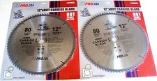 2 ATE PRO TOOLS 12" PIRANHA 80T CARBIDE CIRCULAR TABLE COMPOUND MITER SAW BLADES