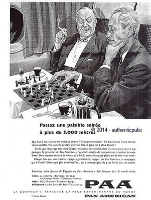 REKLAME PAA PAN AMERICAN FLUGZEUG SCHACHPARTIE VON 1957 FRANZÖSISCH AD PUB VINTAGE