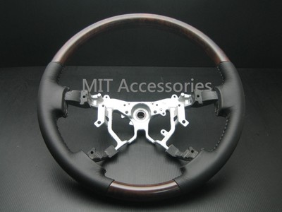MIT Toyota TUNDRA 2007-2013 wood+black Genuine leather steering wheel