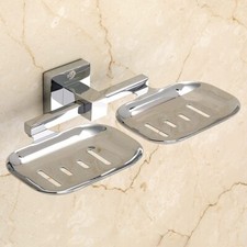 Stainless Steel Wall Mounted Double Soap Holder for Bathroom Chrome Finish