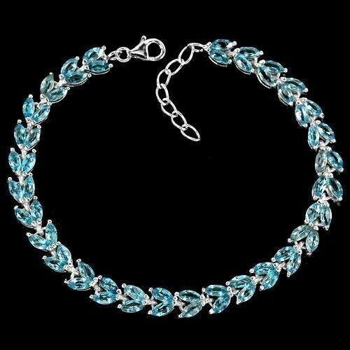 Silver Bracelet Topaz Genuine Natural Gems Solid Sterling 7 1/4 to 8 1/4 Inch - Picture 16 of 24