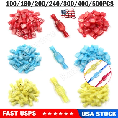 KUZAVTYE 500X Insulated Male Female Spade Crimp Terminal Quick Disconnect Wire Connectors