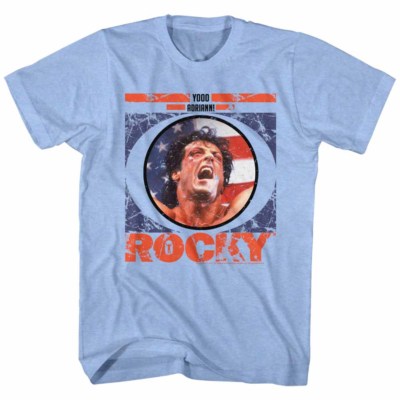 Rocky T-Shirt Distressed YOOO ADRIAN! Light Blue Heather Tee