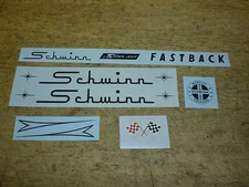 Schwinn Stingray Fastback Bicycle Black Frame Chainguard & Flags Decal Set