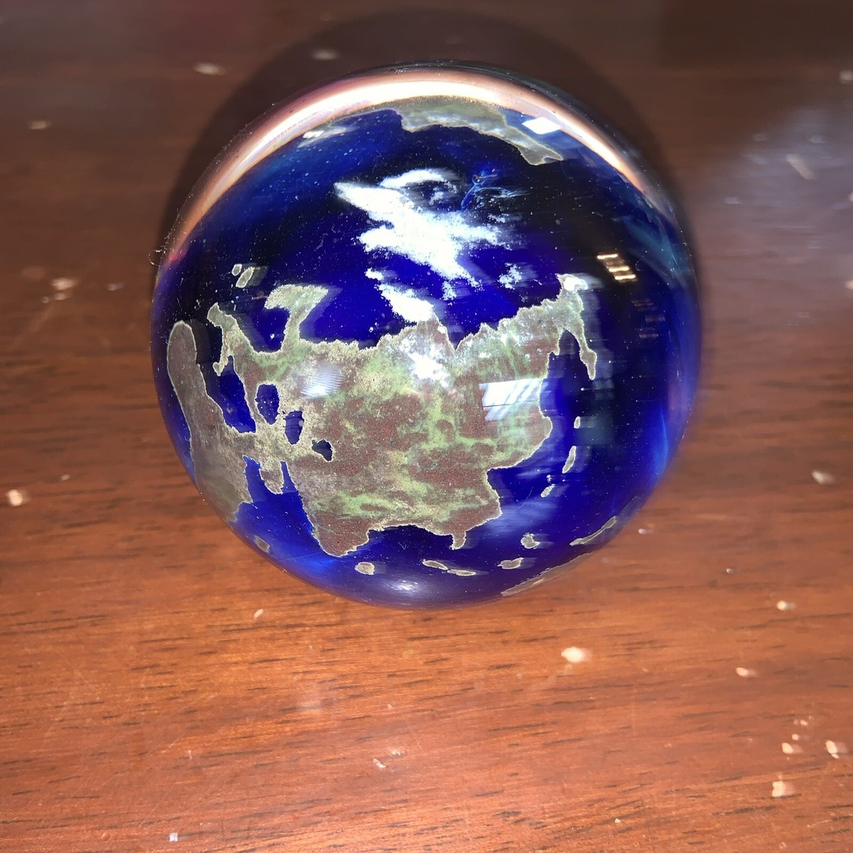 Lundberg Studios World Paperweight, Signed, Art Glass, Planet