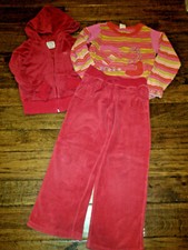 GUC Girls Red Old Navy Velour Sweatshirt Hoodie  Pants  Olilly Shirt Size 5
