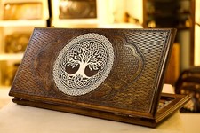 Backgammon Tree of Life, Wooden Board Game, Wood Armenian Nardi Handmade 60x60cm