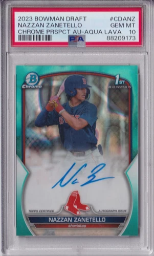 2023 Bowman Chrome Draft Nazzan Zanetello Aqua Lava Autograph /199 PSA 10 Auto