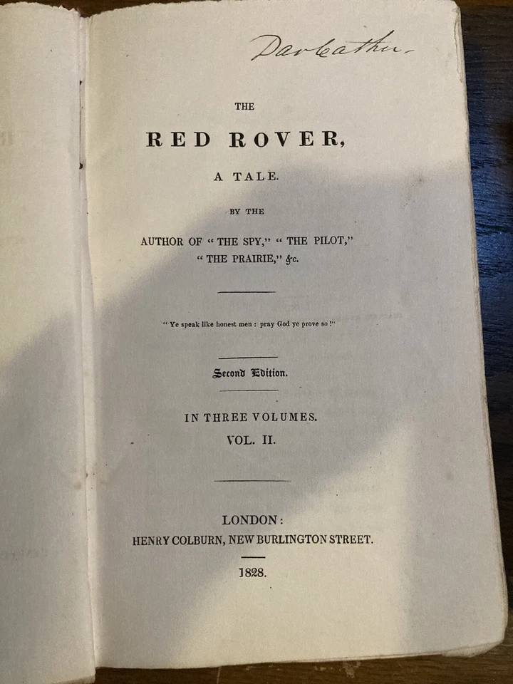The Red Rover, James Fenimore Cooper, In 3 Volumes, 1828. - Image 4 of 4