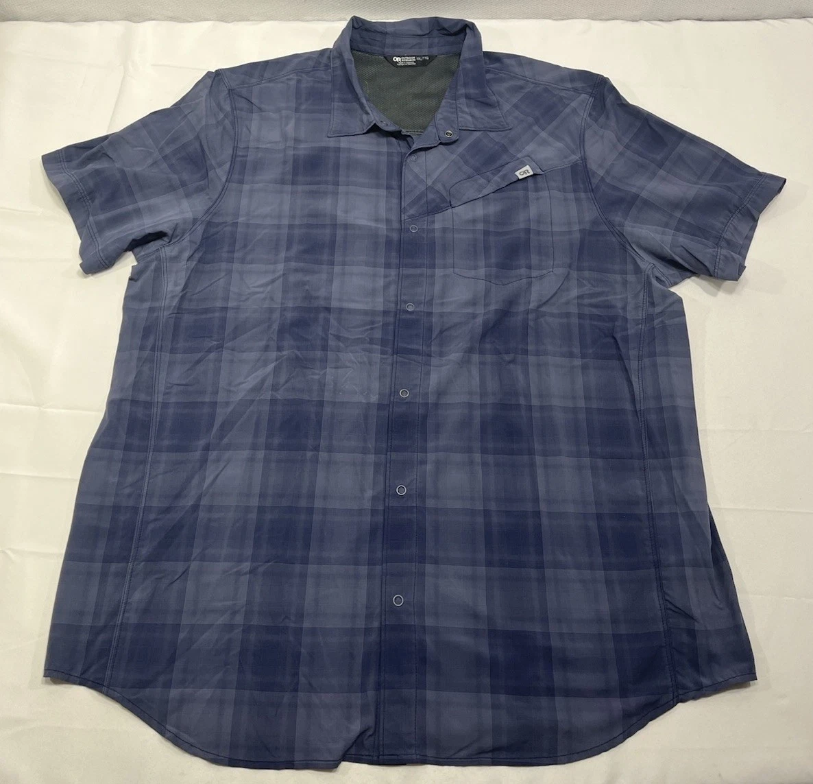 Outdoor Research Shirt Mens XXL Blue Plaid Astroman Sun UV Protection Hiker