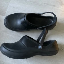 CROCS Mercy Clog Slip On Black Rubber Work Comfort size W8 outside shoes