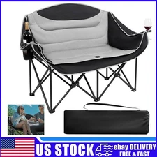 Outdoor Folding Double Camping Chair Adults 2 Person,Heavy Duty 600 LBS Loveseat