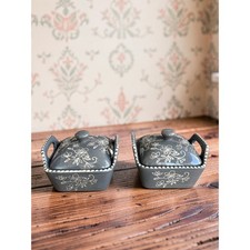 Temp-tations by Tara Floral Lace Gray 10 oz Mini Bakers Set of 2 Lidded Dishes
