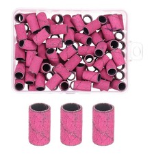 100pcs Small Sanding Bands 120 Grit for Nail Drill Bits Pink