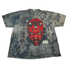 Vintage 90s Star Wars Darth Maul AOP Big Face T Shirt Size XXL