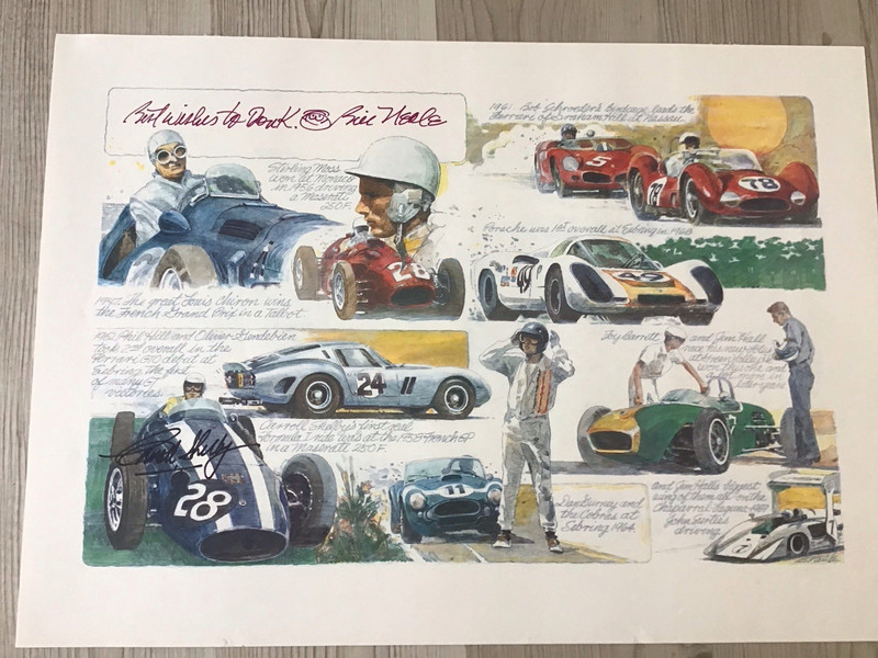 AUTOMOBILIA-HILL-GURNEY-SHELBY MONTAGE-SIGNED SHELBY-COBRA/FERRARI/SEBRING