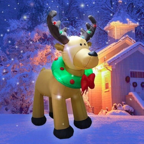 Inflatable Reind 8 Feet Christmas Inflatable Reindeer Holiday Lighted Blow up Reindeer ...