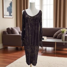Venus Brown Metallic Cold Shoulder Dress Small Coquette Fall Party Softcore