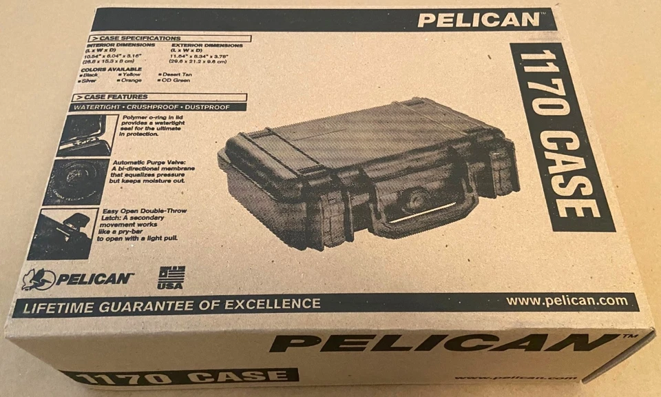 Estuche PELICAN 1170 DESERT TAN con espuma #1170-000-190 EE. UU. Nuevo en caja Foto 2 de 4